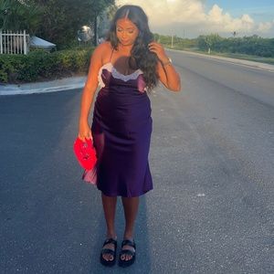 More To Come Purple Silk Slip Dress